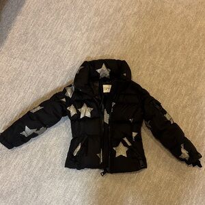SAM. Kids Black Puffer Jacket with Silver Stars